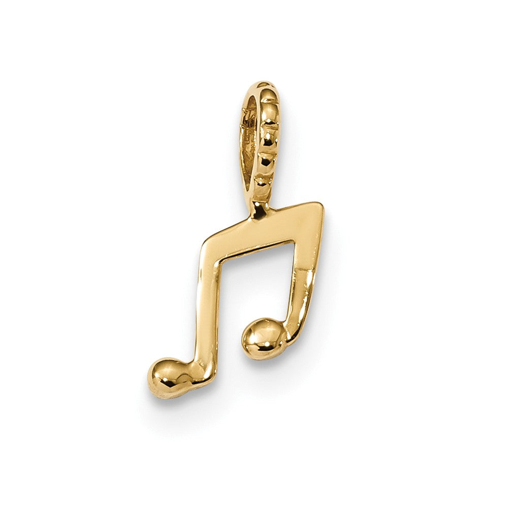 Alternate view of the 14k White or Yellow Gold Beamed Eighth Note Pendant, 9mm (3/8 inch) by The Black Bow Jewelry Co.