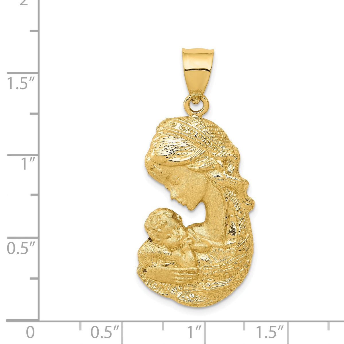 Alternate view of the 14k Yellow Gold Large Mother Holding Child Pendant, 17 x 36mm by The Black Bow Jewelry Co.