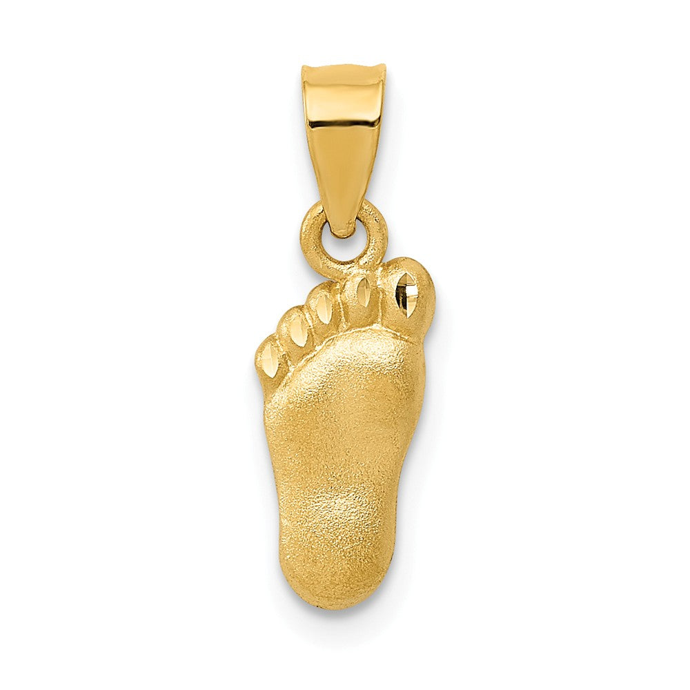 14k Yellow Gold Satin & Diamond Cut Foot Charm or Pendant, 6mm, Item P26429 by The Black Bow Jewelry Co.