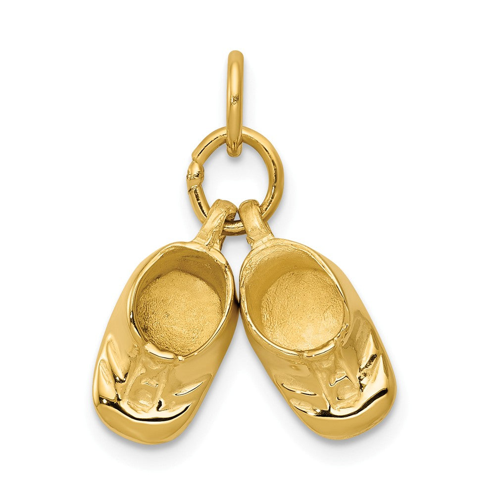 14k Yellow Gold Polished Baby Shoes Charm or Pendant, 15mm, Item P26430 by The Black Bow Jewelry Co.