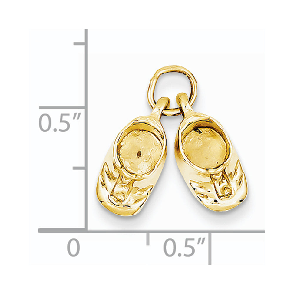 Alternate view of the 14k Yellow Gold Polished Baby Shoes Charm or Pendant, 15mm by The Black Bow Jewelry Co.