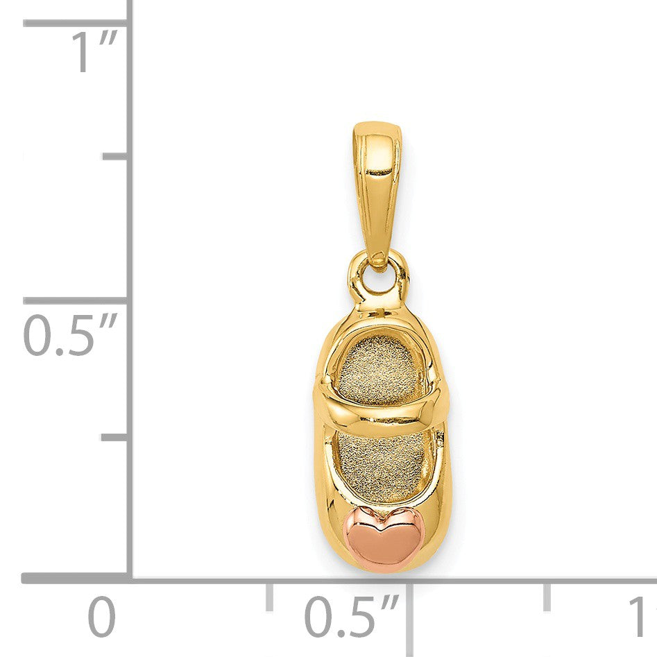 Alternate view of the 14k Two Tone Gold 3D Baby Shoe Pendant, 7 x 20mm by The Black Bow Jewelry Co.