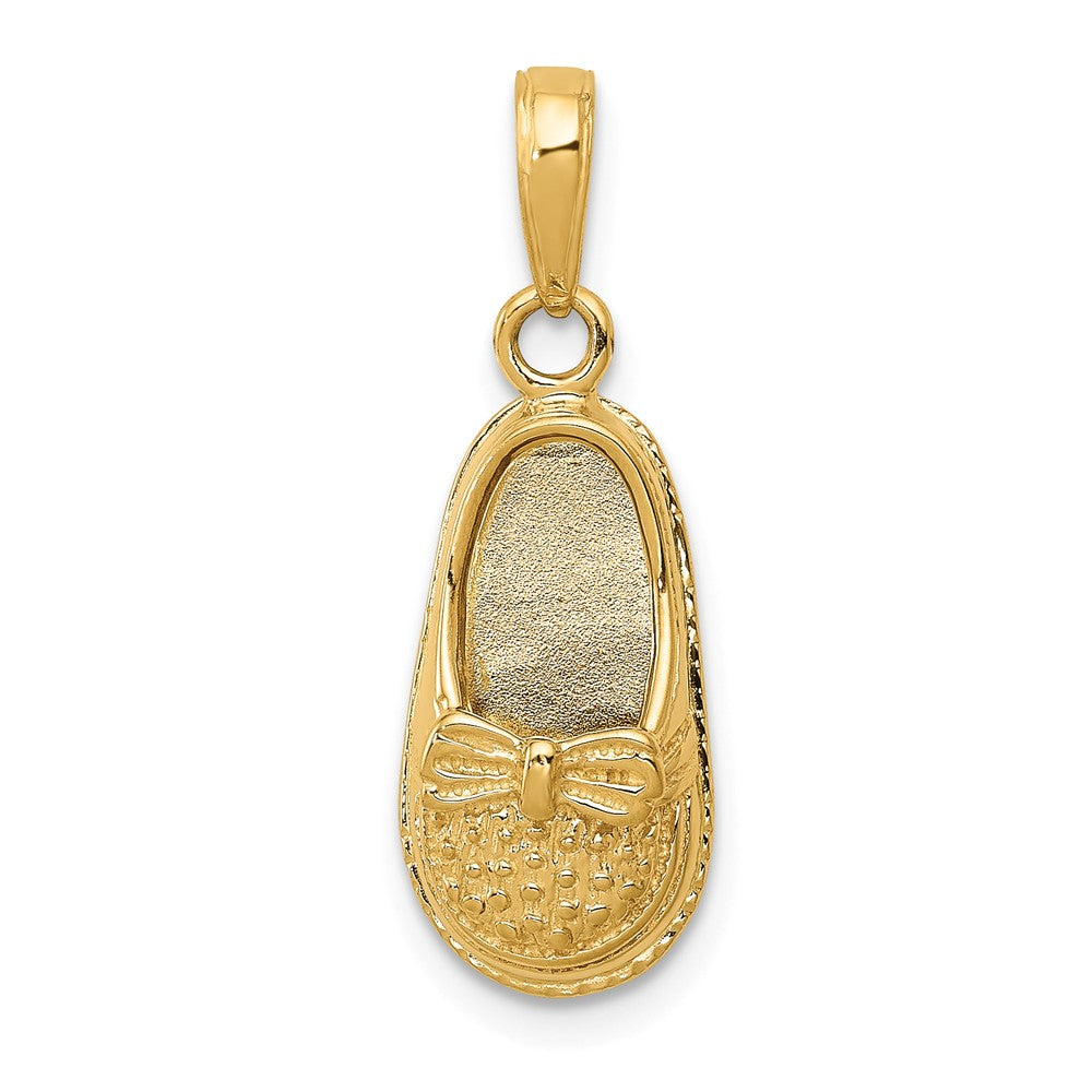 14k Yellow Gold Engravable 3D Baby Shoe Pendant, 9mm (3/8 inch), Item P26435 by The Black Bow Jewelry Co.