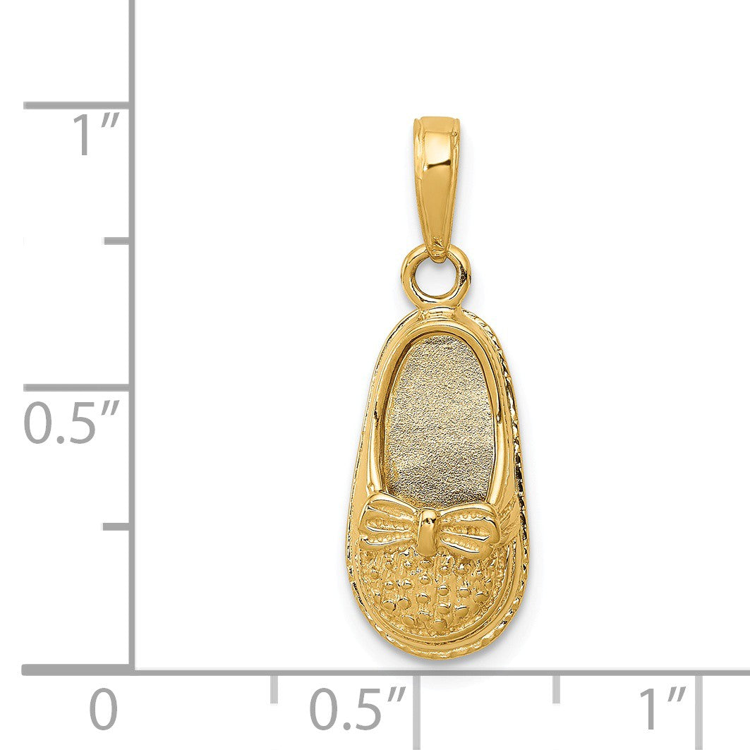 Alternate view of the 14k Yellow Gold Engravable 3D Baby Shoe Pendant, 9mm (3/8 inch) by The Black Bow Jewelry Co.