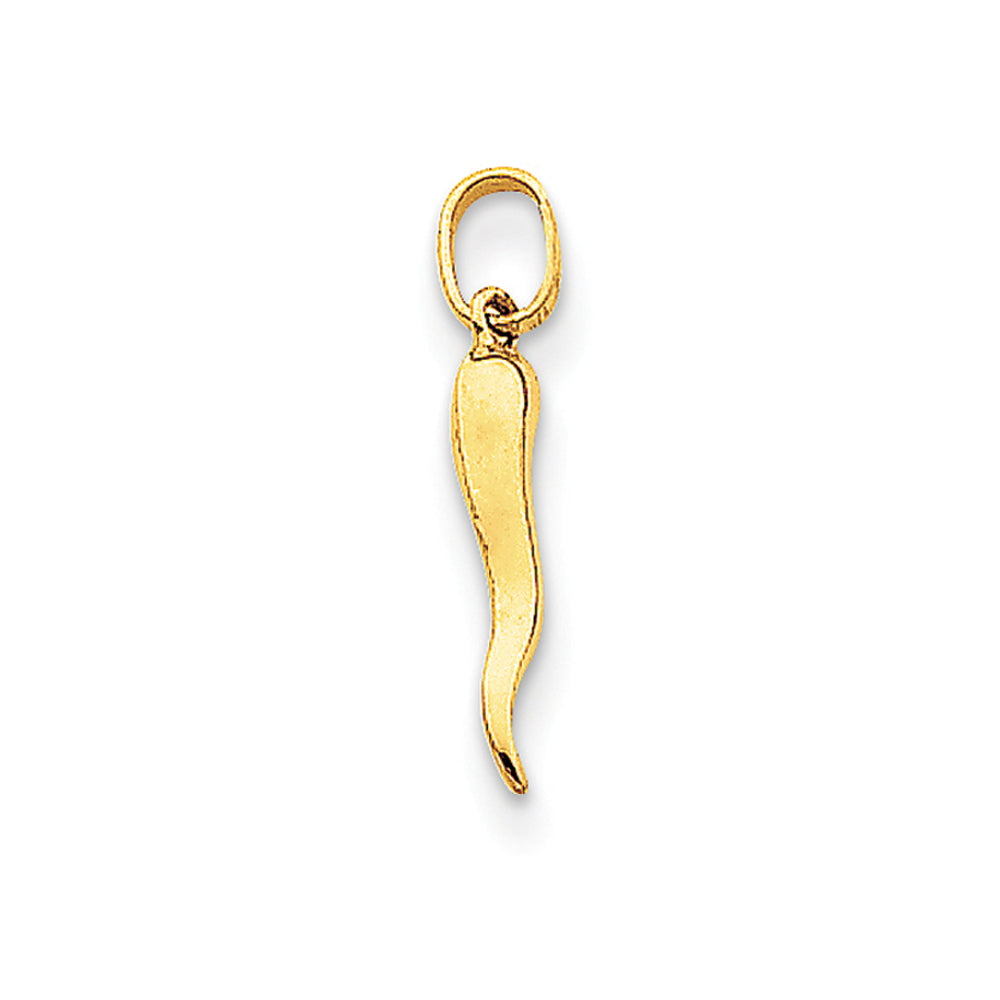 14k Yellow Gold Hollow Italian Horn Charm or Pendant, 3 x 19mm, Item P26449 by The Black Bow Jewelry Co.