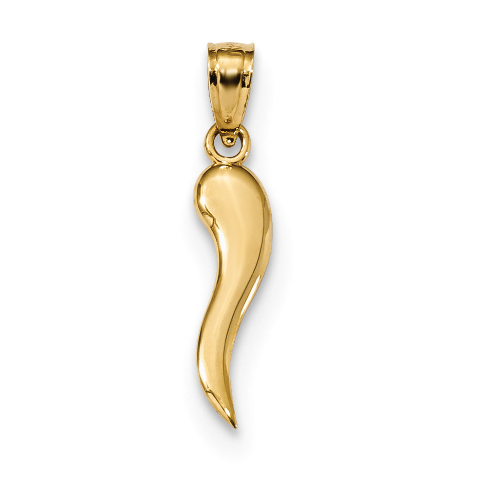 14k Yellow Gold Italian Horn Pendant, 4.5 x 22mm, Item P26452 by The Black Bow Jewelry Co.
