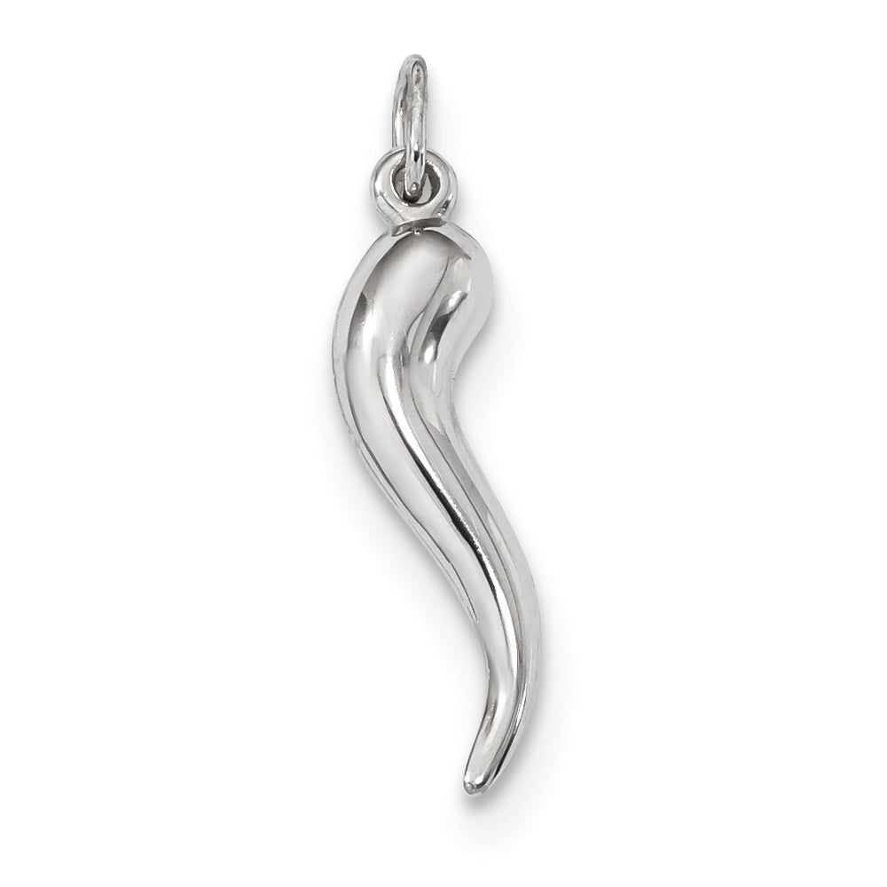 14k White Gold Italian Horn Pendant, 6 x 27mm, Item P26454 by The Black Bow Jewelry Co.