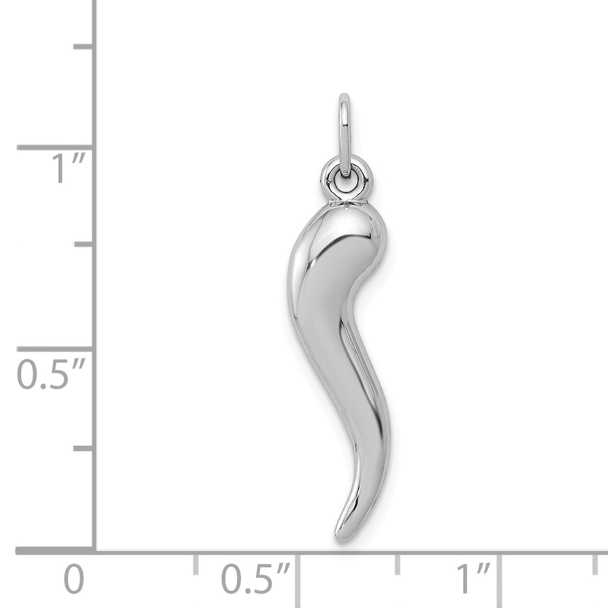 Alternate view of the 14k White Gold Italian Horn Pendant, 6 x 27mm by The Black Bow Jewelry Co.