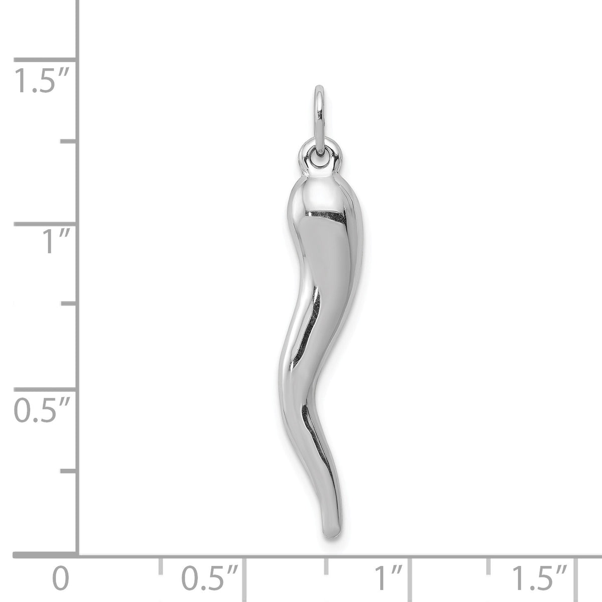 Alternate view of the 14k White Gold Italian Horn Pendant, 5 x 33mm by The Black Bow Jewelry Co.