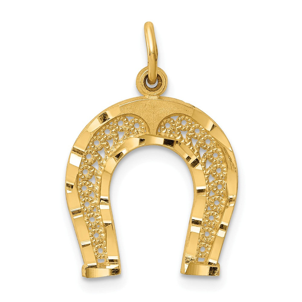 14k Yellow Gold Horseshoe Charm or Pendant, 15mm (9/16 inch), Item P26456 by The Black Bow Jewelry Co.