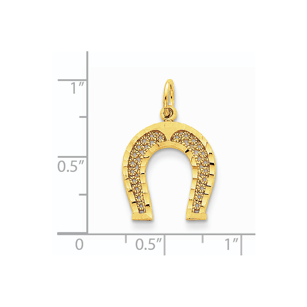 Alternate view of the 14k Yellow Gold Horseshoe Charm or Pendant, 15mm (9/16 inch) by The Black Bow Jewelry Co.