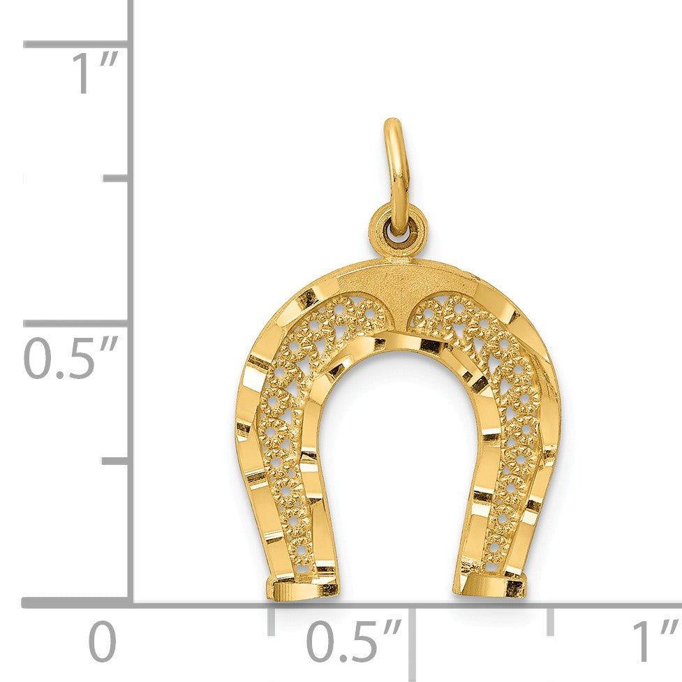 Alternate view of the 14k Yellow Gold Horseshoe Charm or Pendant, 15mm (9/16 inch) by The Black Bow Jewelry Co.