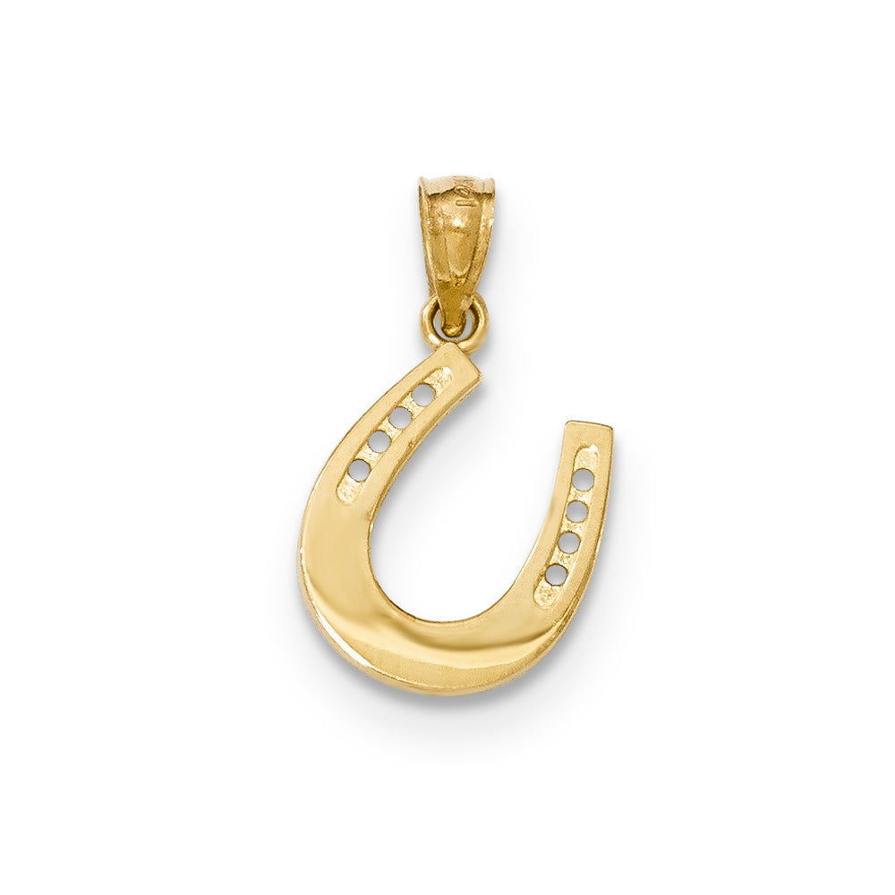 14k Yellow Gold Reversible Horseshoe Pendant, 13 x 20mm, Item P26457 by The Black Bow Jewelry Co.