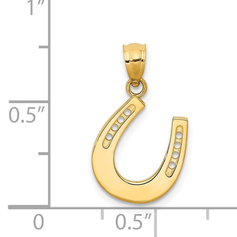 Alternate view of the 14k Yellow Gold Reversible Horseshoe Pendant, 13 x 20mm by The Black Bow Jewelry Co.