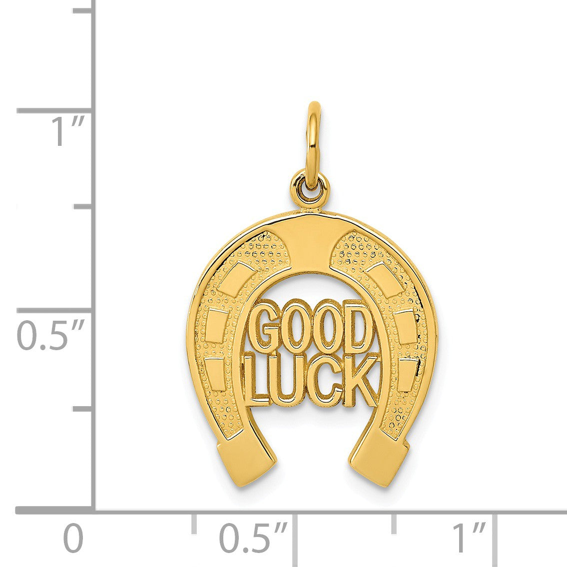 Alternate view of the 14k Yellow Gold Good Luck Horseshoe Charm or Pendant, 15mm (9/16 inch) by The Black Bow Jewelry Co.