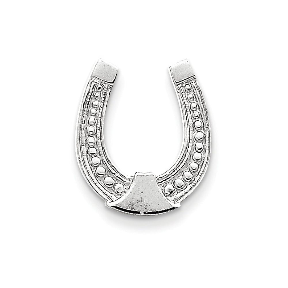 14k White Gold Horseshoe Chain Slide Pendant, 15mm (9/16 inch), Item P26461 by The Black Bow Jewelry Co.
