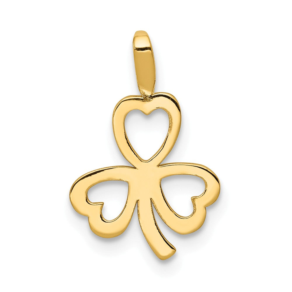 14k Yellow Gold Open Heart Leaf Clover Pendant, 10mm (3/8 inch), Item P26468 by The Black Bow Jewelry Co.