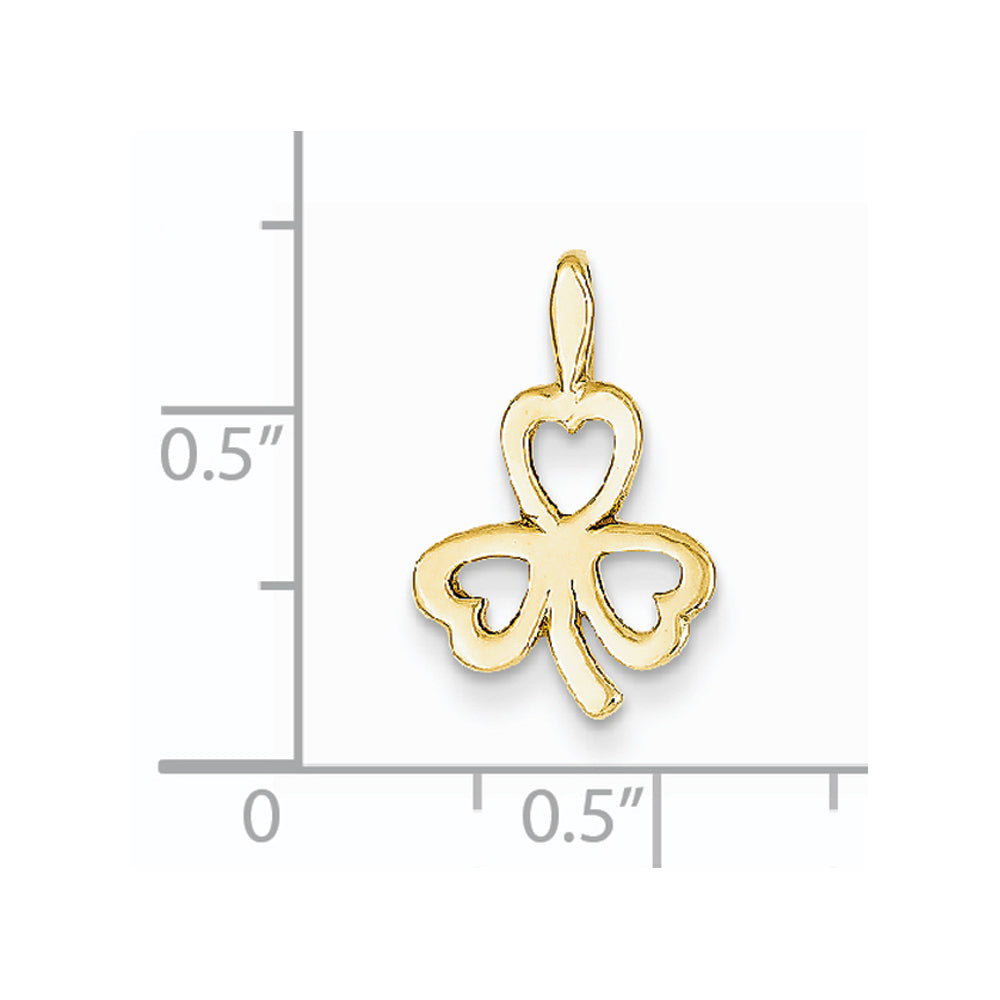 Alternate view of the 14k Yellow Gold Open Heart Leaf Clover Pendant, 10mm (3/8 inch) by The Black Bow Jewelry Co.