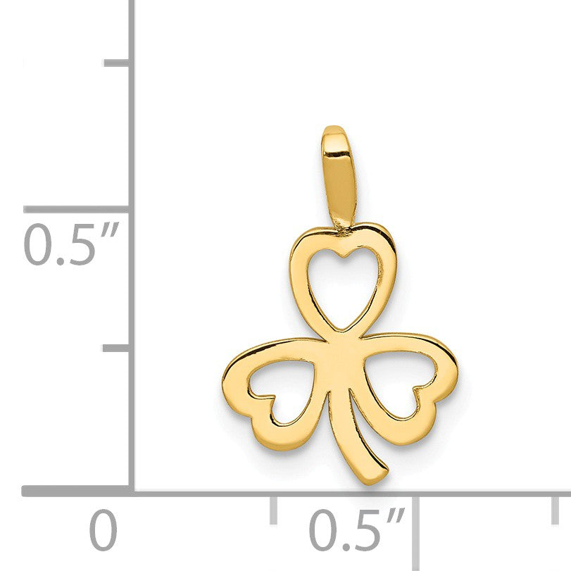 Alternate view of the 14k Yellow Gold Open Heart Leaf Clover Pendant, 10mm (3/8 inch) by The Black Bow Jewelry Co.