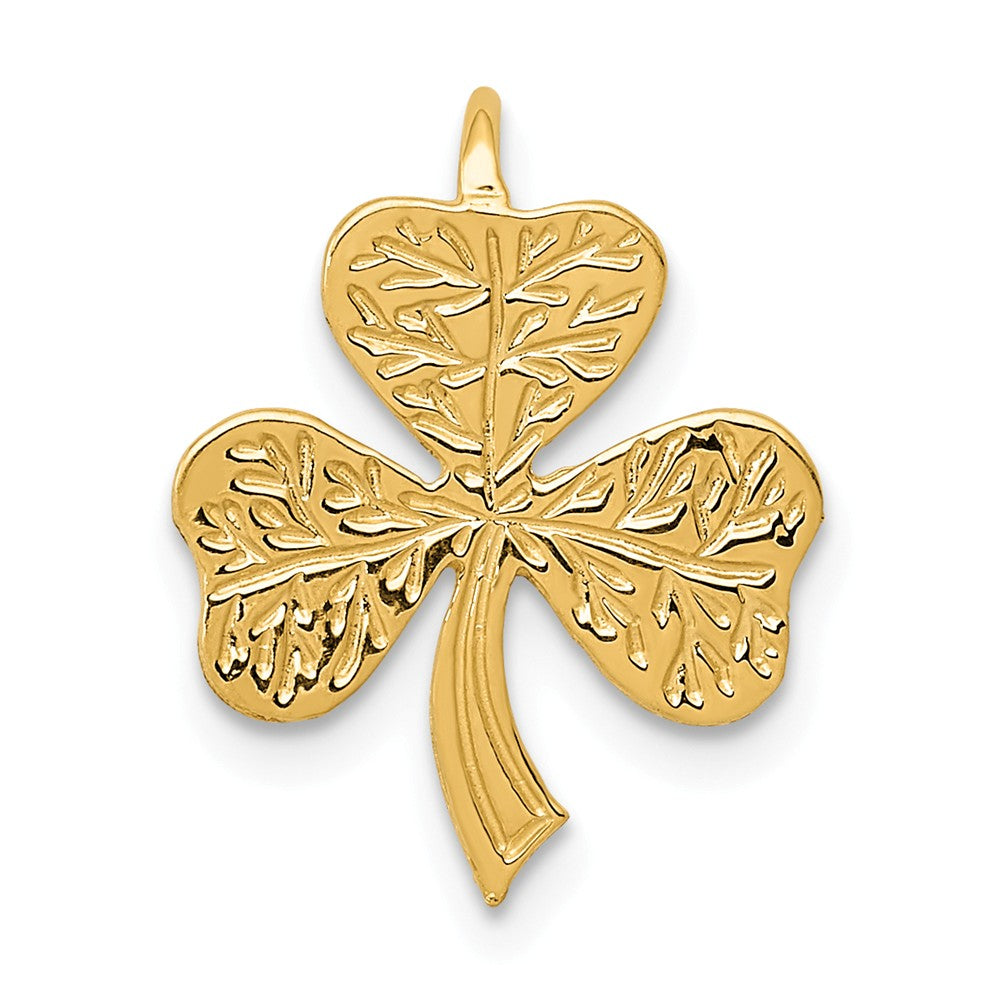 14k Yellow Gold Shamrock Slide Pendant, 13mm (1/2 inch), Item P26470 by The Black Bow Jewelry Co.