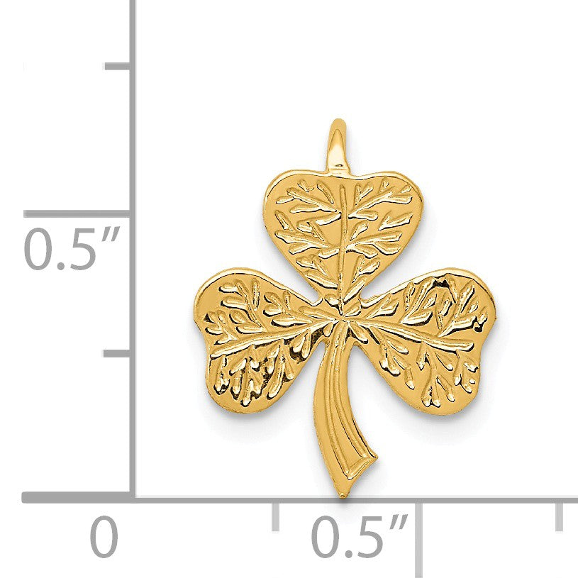 Alternate view of the 14k Yellow Gold Shamrock Slide Pendant, 13mm (1/2 inch) by The Black Bow Jewelry Co.