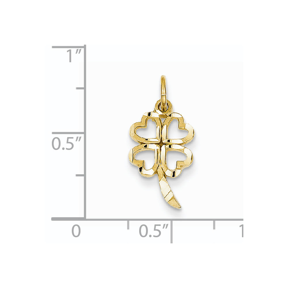 Alternate view of the 14k Yellow Gold Four Leaf Clover Charm or Pendant, 10mm (3/8 inch) by The Black Bow Jewelry Co.