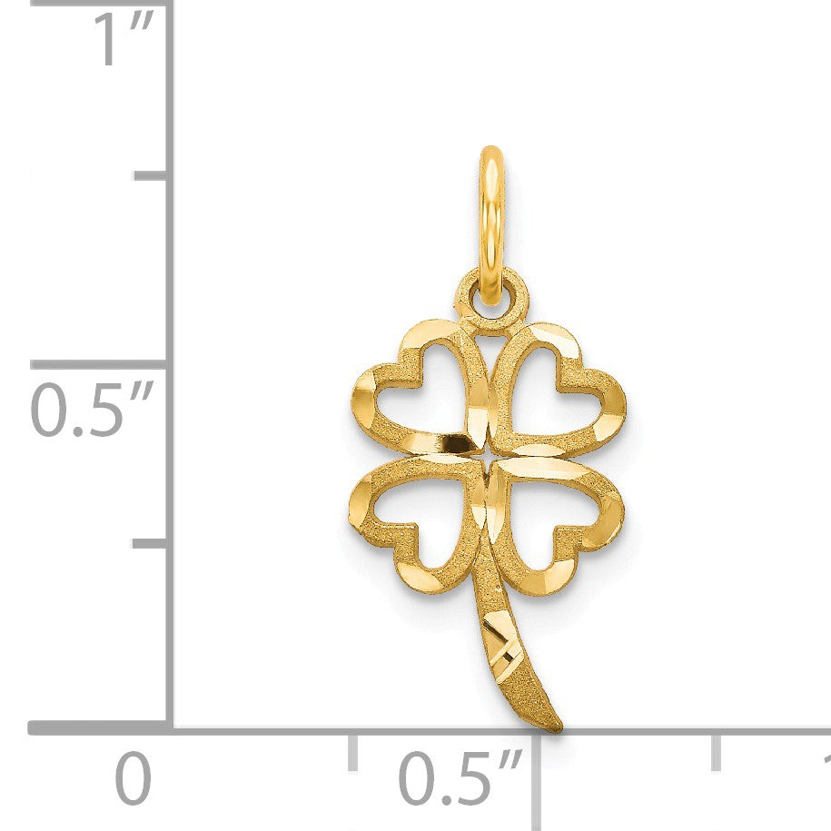 Alternate view of the 14k Yellow Gold Four Leaf Clover Charm or Pendant, 10mm (3/8 inch) by The Black Bow Jewelry Co.