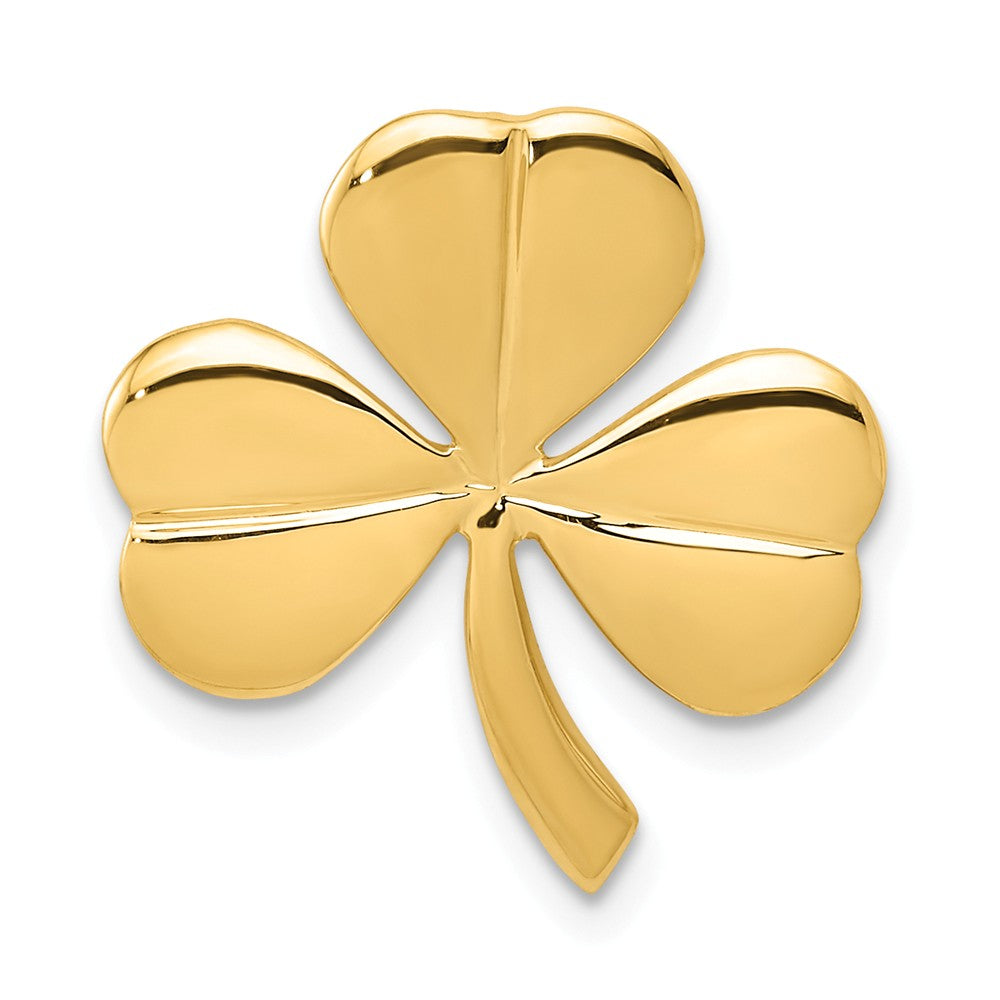 14k Yellow Gold Polished Shamrock Slide Pendant, 18mm (11/16 inch), Item P26481 by The Black Bow Jewelry Co.