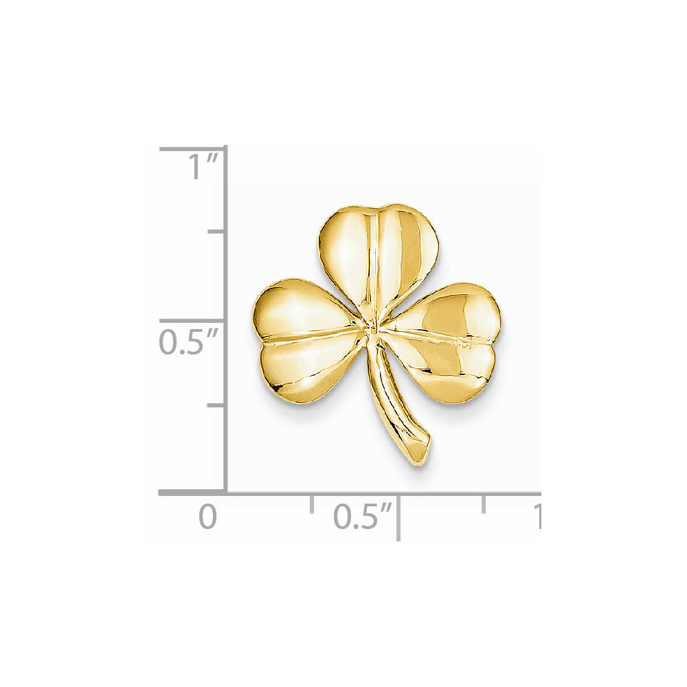 Alternate view of the 14k Yellow Gold Polished Shamrock Slide Pendant, 18mm (11/16 inch) by The Black Bow Jewelry Co.