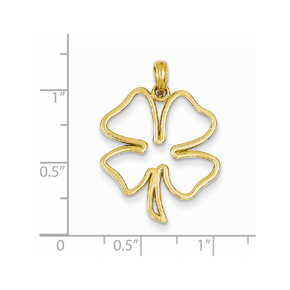 Alternate view of the 14k Yellow Gold Open Four Leaf Clover Pendant, 21mm (13/16 inch) by The Black Bow Jewelry Co.