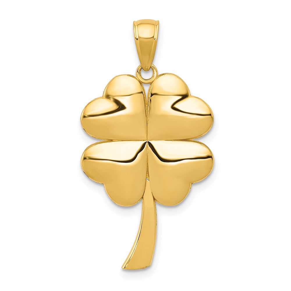 14k Yellow Gold Polished Heart Leaf Clover Pendant, 17mm (5/8 inch), Item P26495 by The Black Bow Jewelry Co.