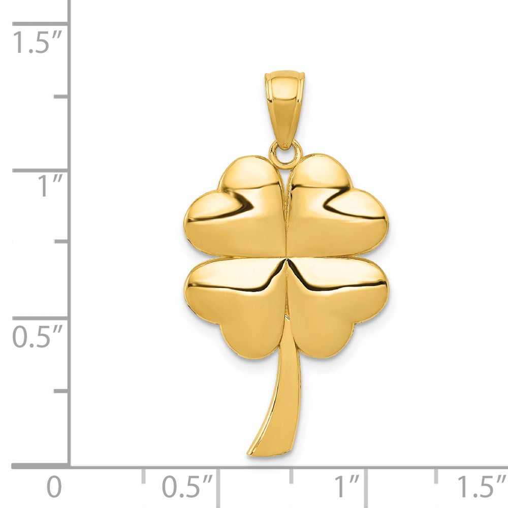 Alternate view of the 14k Yellow Gold Polished Heart Leaf Clover Pendant, 17mm (5/8 inch) by The Black Bow Jewelry Co.