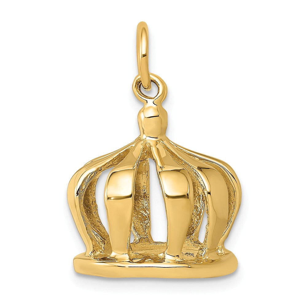 14k Yellow Gold 3D Crown Charm or Pendant, 14mm (9/16 inch), Item P26546 by The Black Bow Jewelry Co.