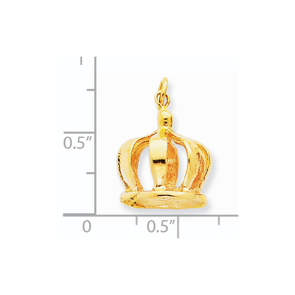 Alternate view of the 14k Yellow Gold 3D Crown Charm or Pendant, 14mm (9/16 inch) by The Black Bow Jewelry Co.