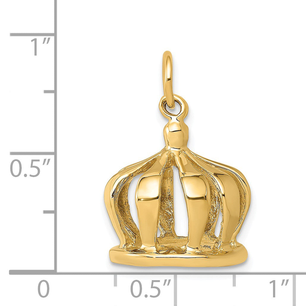 Alternate view of the 14k Yellow Gold 3D Crown Charm or Pendant, 14mm (9/16 inch) by The Black Bow Jewelry Co.