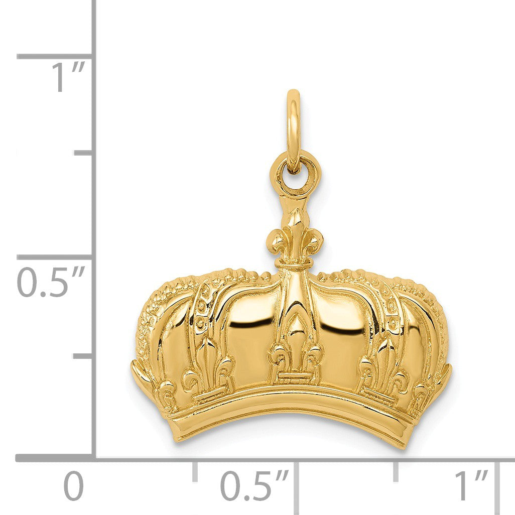 Alternate view of the 14k Yellow Gold Fleur De Lis Crown Charm or Pendant, 20mm (3/4 inch) by The Black Bow Jewelry Co.