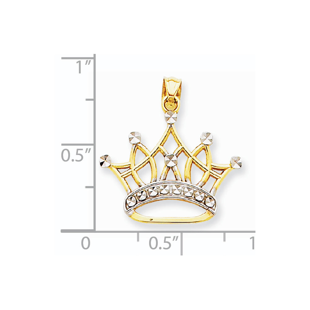 Alternate view of the 14k Yellow Gold and White Rhodium Crown Pendant, 20mm (3/4 inch) by The Black Bow Jewelry Co.