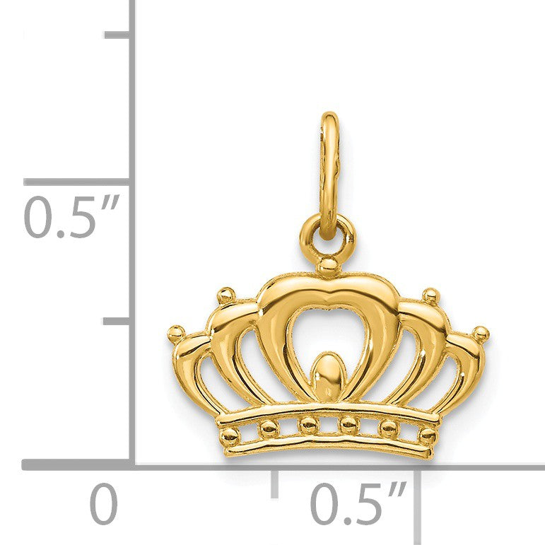 Alternate view of the 14k Yellow Gold Small Polished Crown Charm or Pendant, 13mm (1/2 inch) by The Black Bow Jewelry Co.