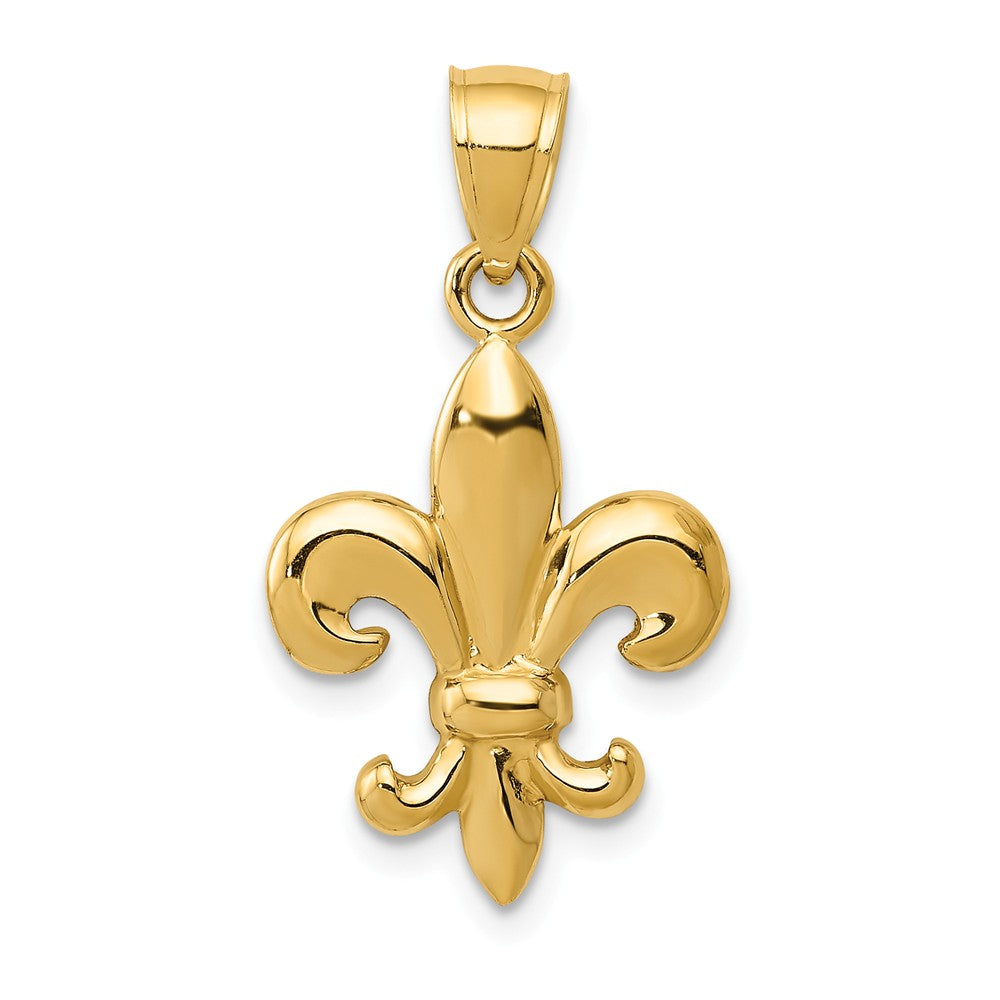 14k Yellow Gold Polished 2D Fleur De Lis Pendant, 14mm (9/16 inch), Item P26568 by The Black Bow Jewelry Co.