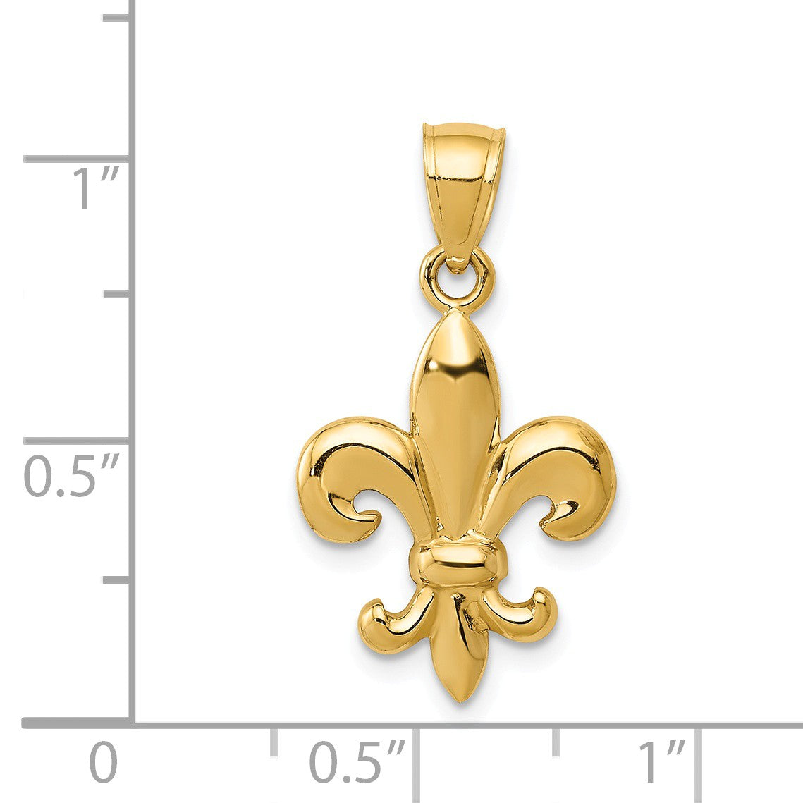 Alternate view of the 14k Yellow Gold Polished 2D Fleur De Lis Pendant, 14mm (9/16 inch) by The Black Bow Jewelry Co.