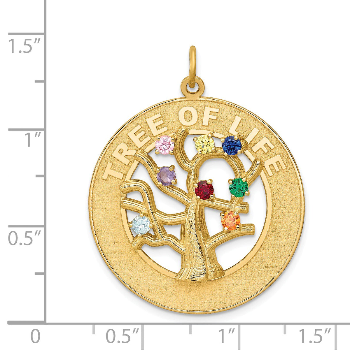 Alternate view of the 14k Yellow Gold &amp; CZ Tree of Life Circle Pendant, 29mm (1 1/8 inch) by The Black Bow Jewelry Co.