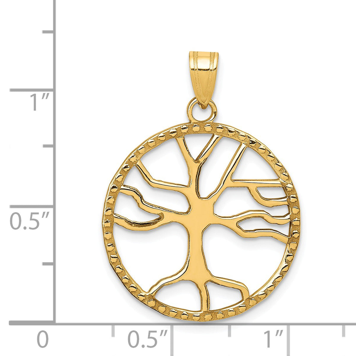 Alternate view of the 14k Yellow Gold Round Framed Tree of Life Pendant, 20mm (3/4 inch) by The Black Bow Jewelry Co.