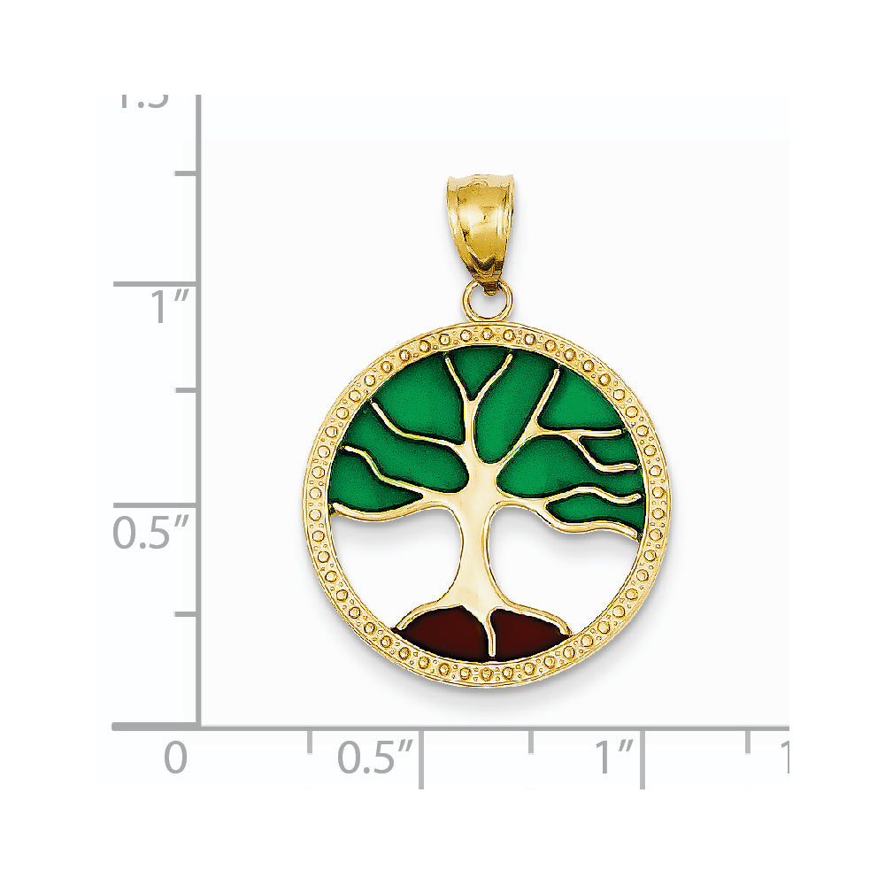 Alternate view of the 14k Yellow Gold &amp; Enameled Round Tree of Life Pendant, 21mm by The Black Bow Jewelry Co.