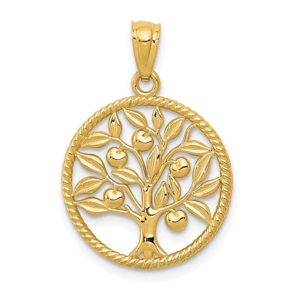 14k Yellow Gold Round Tree of Life Pendant, 16mm (5/8 inch), Item P26580 by The Black Bow Jewelry Co.