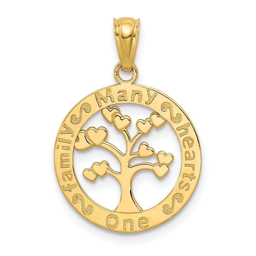 14k Yellow Gold One Family Many Hearts Tree of Life Pendant, 16mm, Item P26581 by The Black Bow Jewelry Co.