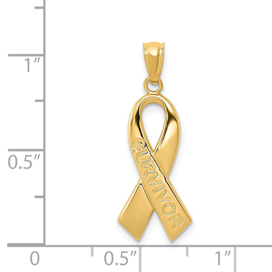 Alternate view of the 14k Yellow Gold Survivor Ribbon Pendant, 10mm (3/8 inch) by The Black Bow Jewelry Co.