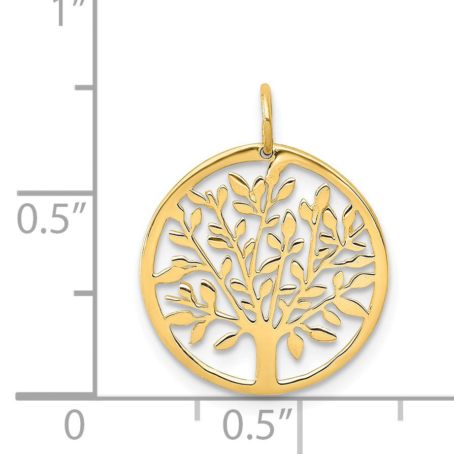 Alternate view of the 14k Yellow Gold Polished Round Tree of Life Charm or Pendant, 14mm by The Black Bow Jewelry Co.