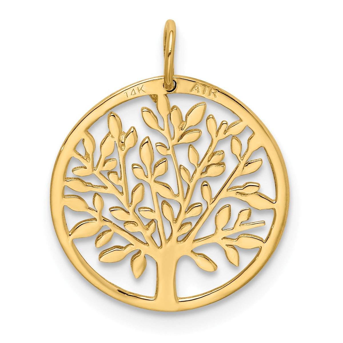 Alternate view of the 14k Yellow Gold Polished Round Tree of Life Charm or Pendant, 14mm by The Black Bow Jewelry Co.