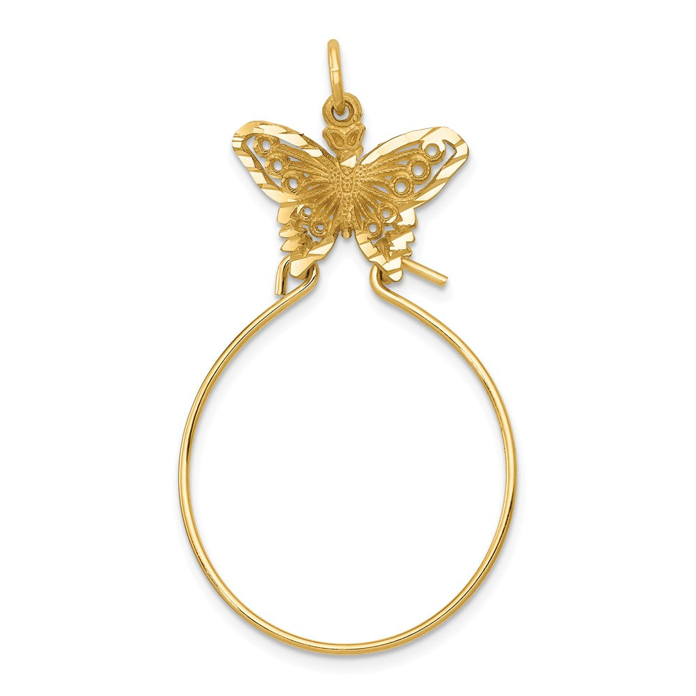 14k Yellow Gold Butterfly Charm Holder Pendant, 20mm (3/4 inch), Item P26593 by The Black Bow Jewelry Co.