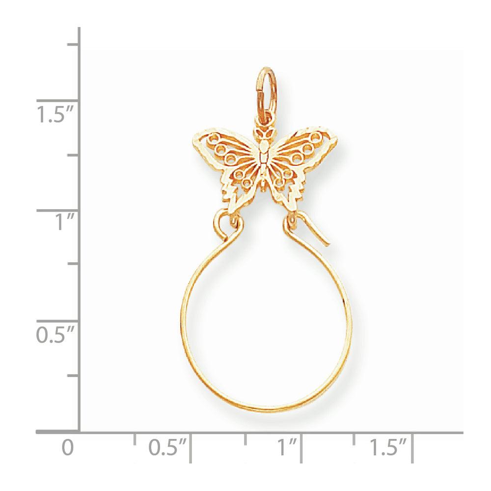 Alternate view of the 14k Yellow Gold Butterfly Charm Holder Pendant, 20mm (3/4 inch) by The Black Bow Jewelry Co.